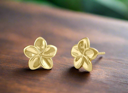 Kiki- 14K Gold Plumeria Earrings PREORDER