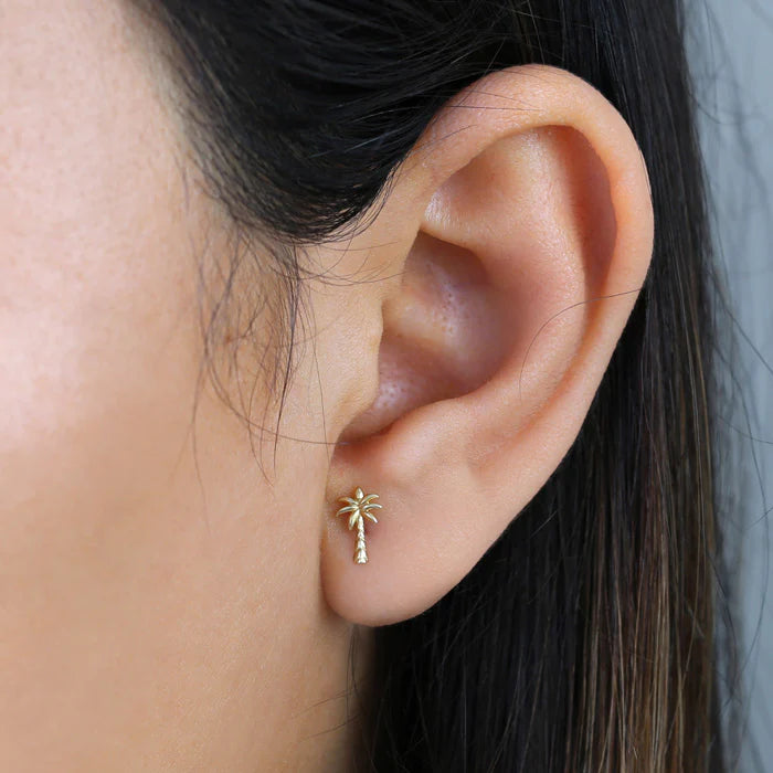 Kalea- 14k Gold Palm Tree Earrings