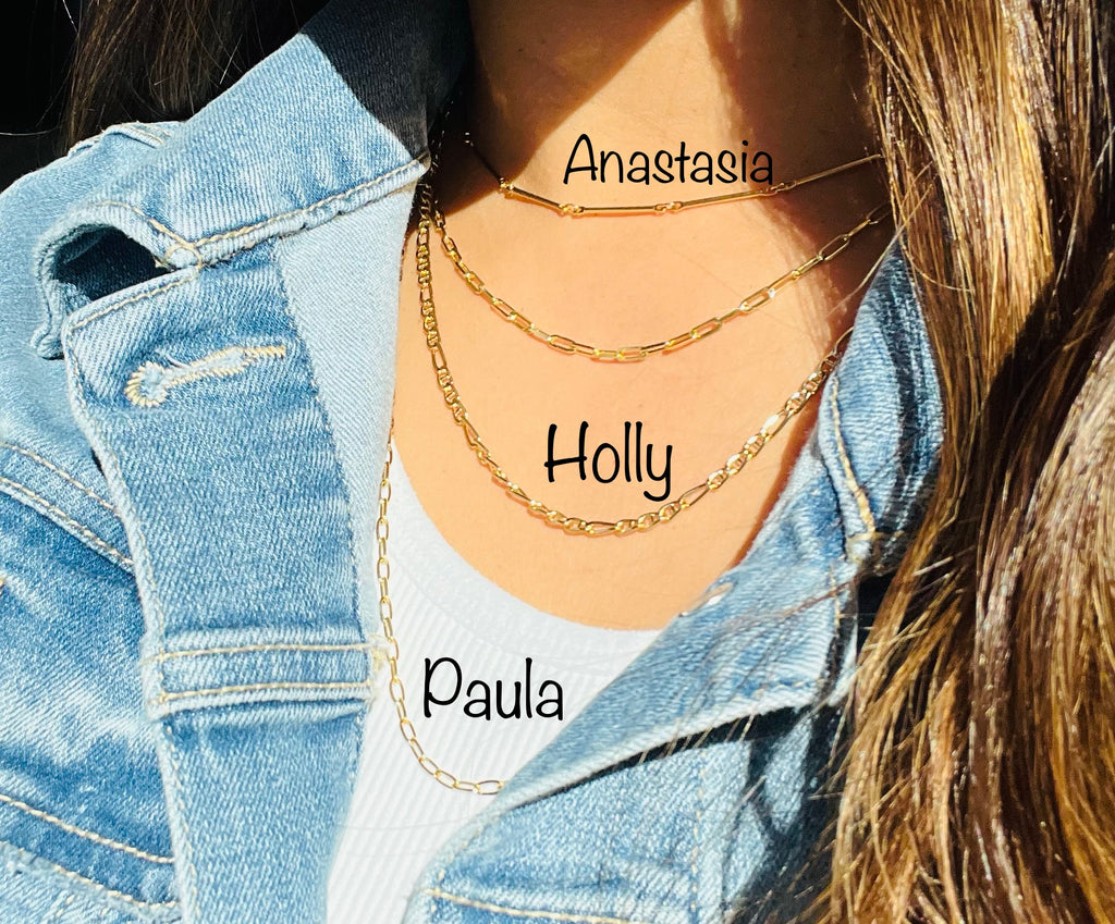 HOLLY- 18k Gold Filled Thin Figaro Chain